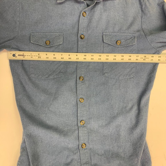 Marine Layer Blue Long Sleeve Button Up Work Shirt 100% Cotton Size Medium - Picture 10 of 12